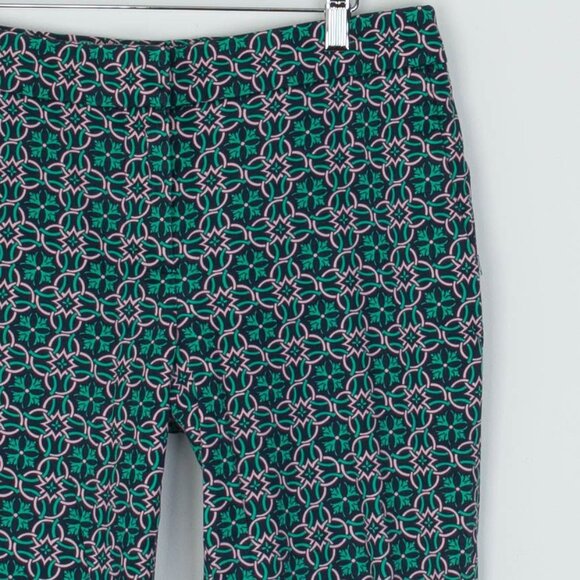 J.‎ Crew Womens Campbell Lattice Medallion Ankle Pants Size 8 Green Pink Preppy - Picture 2 of 7